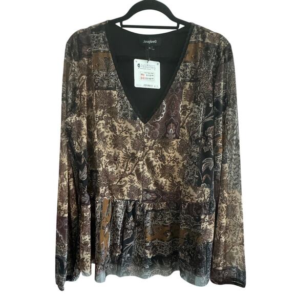 DESIGUAL NWT $115 Katrina Patchwork Look Lined Mesh Top Size US L - Picture 5 of 12